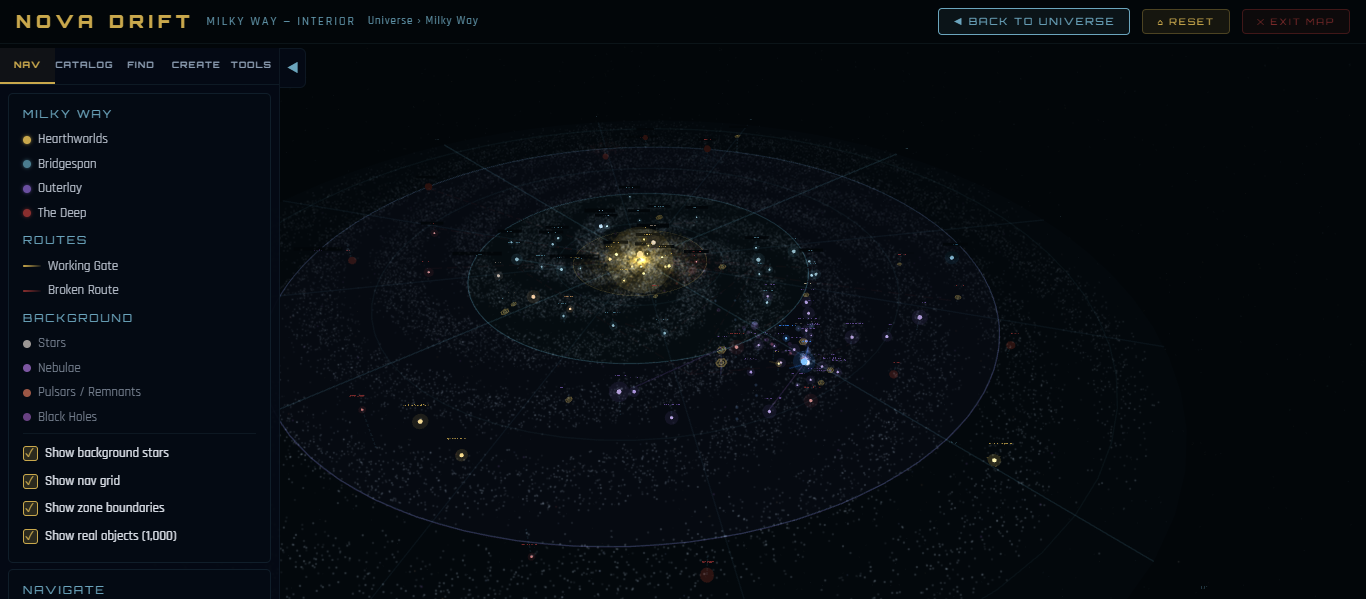 Nova Drift — 3D interactive galaxy map
